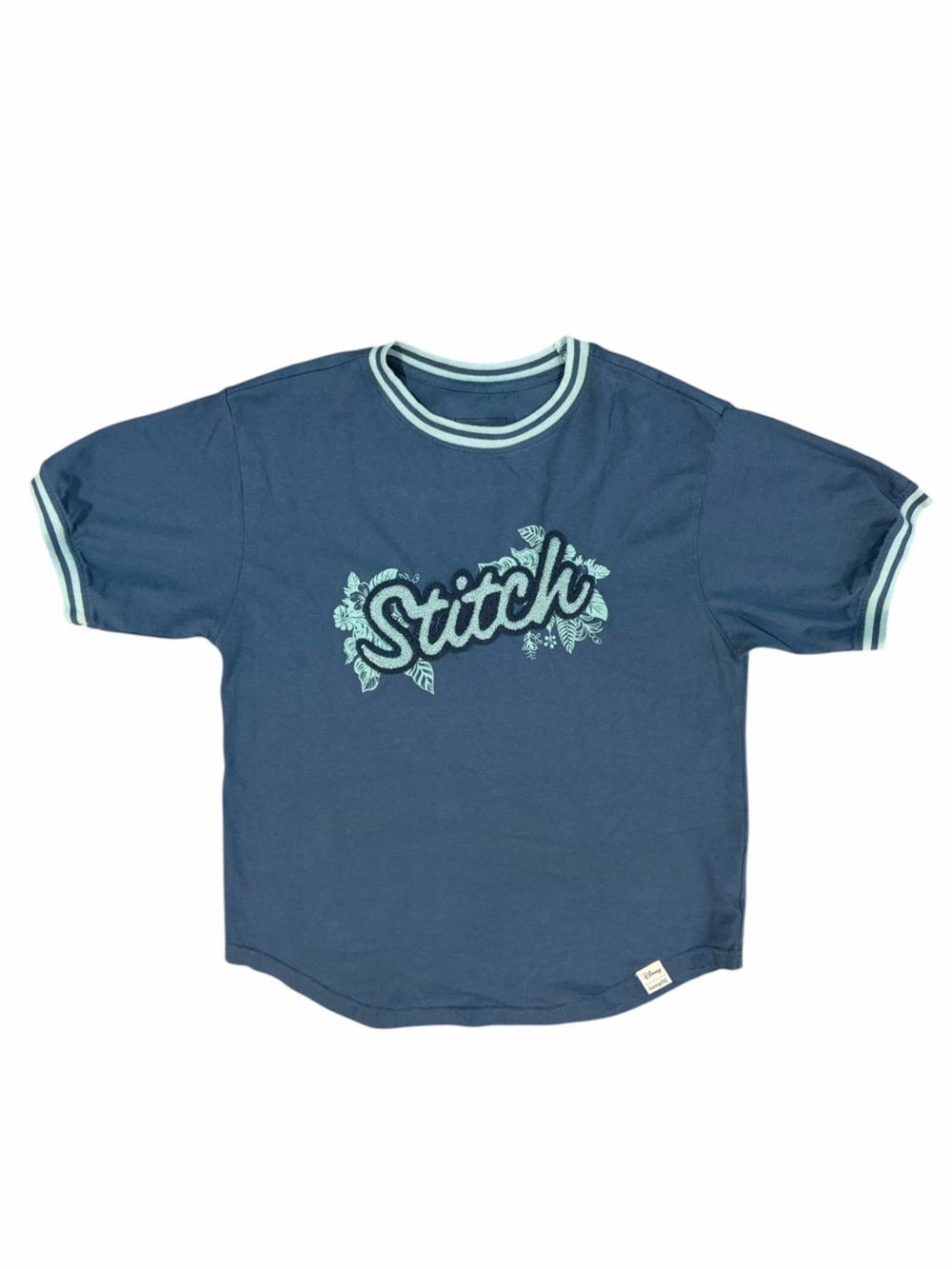 Disney Loungefly Stitch Tropical Embroidered Blue Ringer T-Shirt Size S
